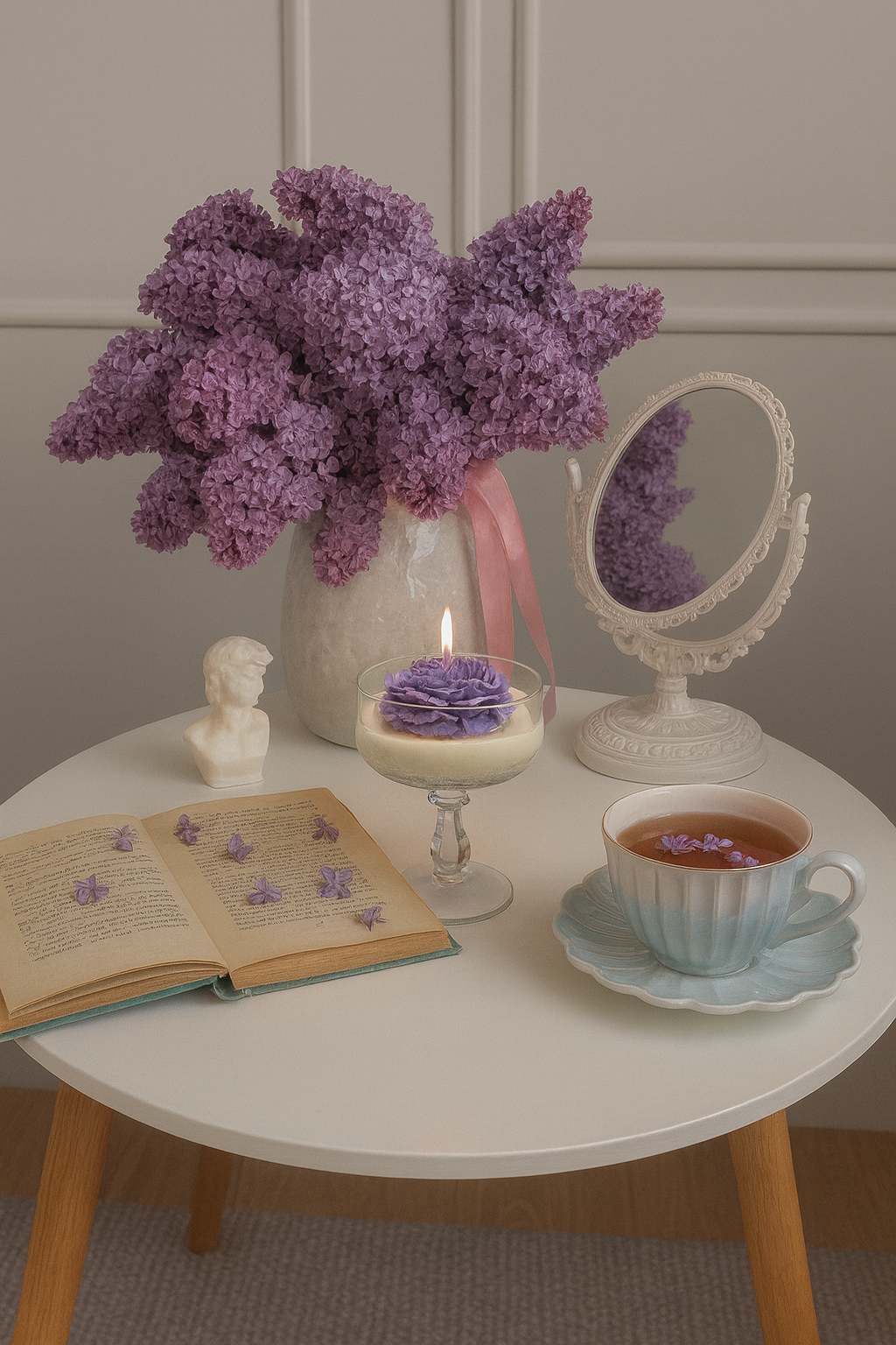 Lavendel Bloemenkaars in Glas – Soyawax – Wit & Paars – Lavendelgeur