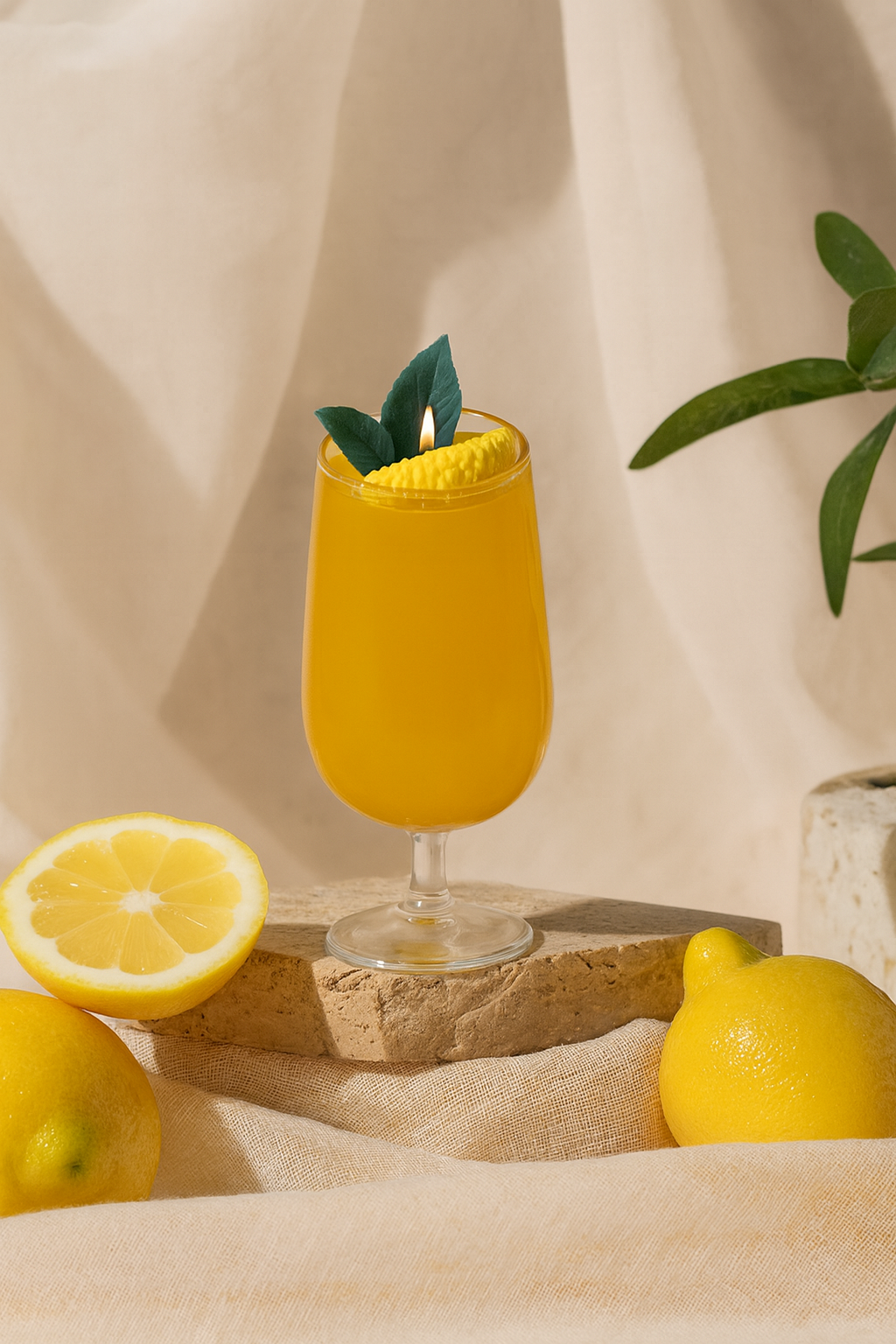 Limoncello Geurkaars – Gel & Soyawax – Citroengeur – Gele & Groene Kleuraccenten