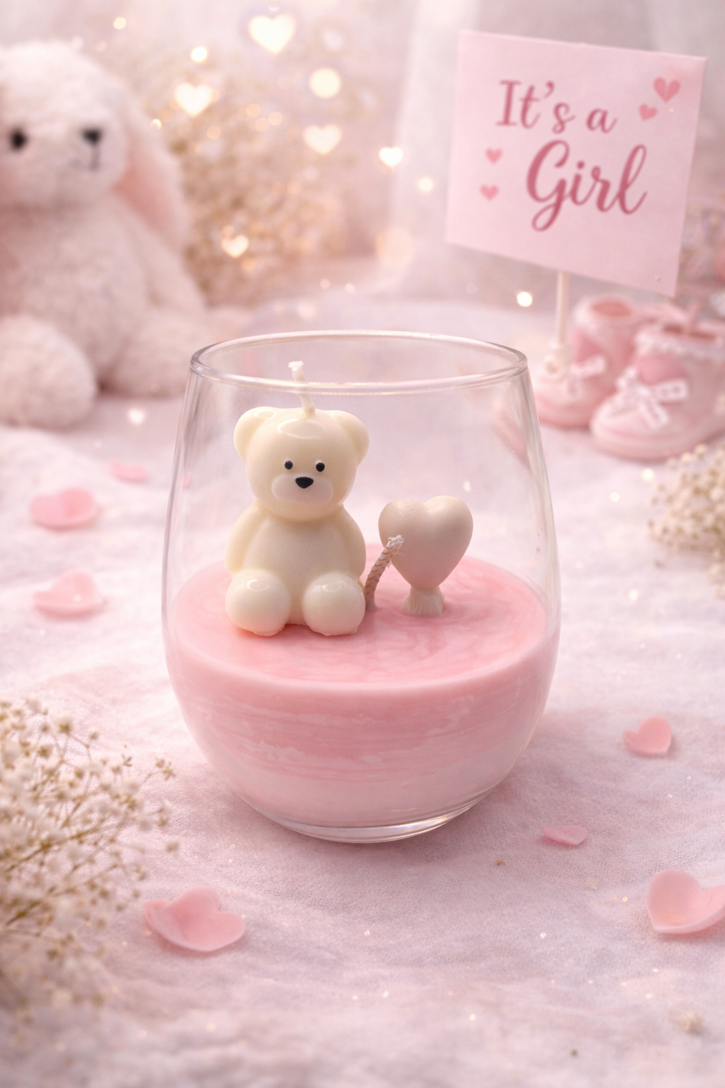 🎀 It’s a Girl – Handgemaakte Soyakaars