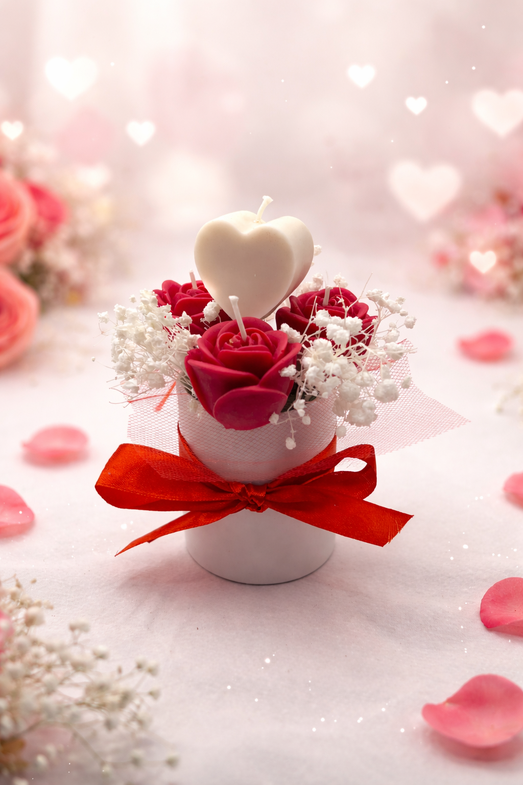 💝 Valentijn Bloemen Soyakaars met Hart